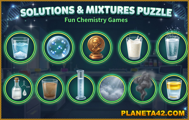 Solutions & Mixtures Puzzle - Free online educational tools